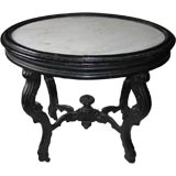 Ebonized Marble Top Side Table