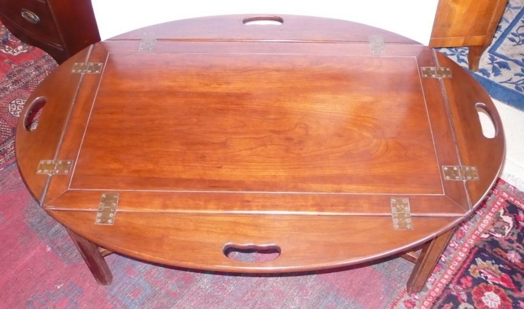 Solid Classic Butler's Tray Table Couchtisch, Mahagoni, stabil, Messingscharniere