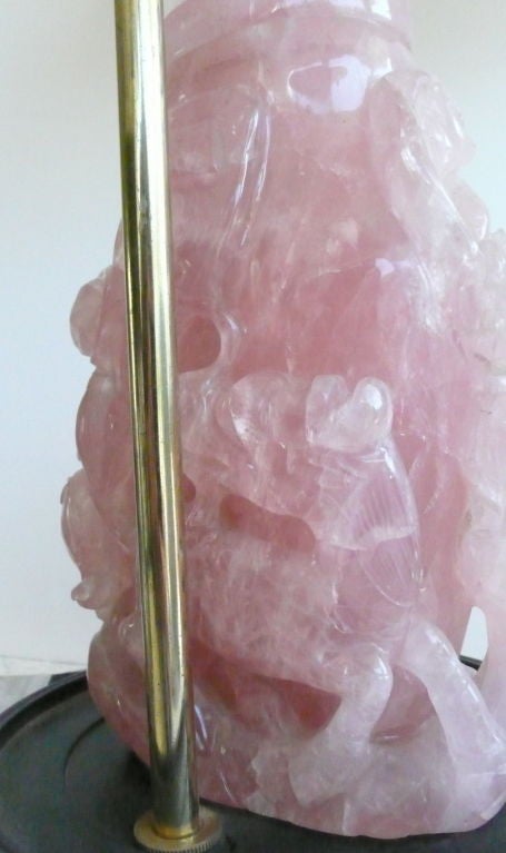 Handcarved Rose Quartz Lamp For Sale 2