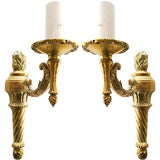 Pair of Brass Torchiere Style Sconces