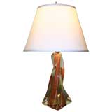 Red and Gold Dust Swirled Murano Lamp