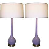 Pair of Lilac Murano Long Neck Lamps