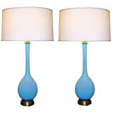 Pair of Turquoise Blue Italian Balboa Lamps