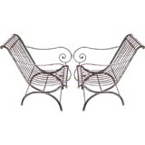Vintage Pair of French Iron Garden Chairs