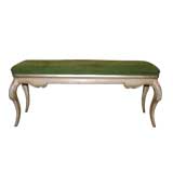 Patina Wooden Bench with Green Velvet