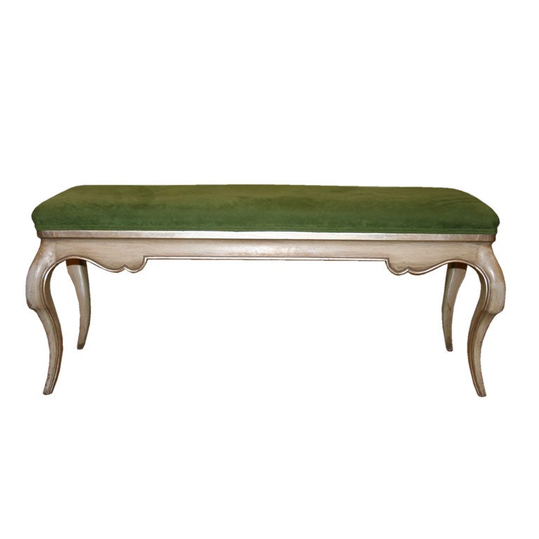 Patina Wooden Bench with Green Velvet