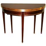 Mahogany Demi-Lune Table with Brass Molding