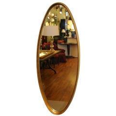 American 1950s Oval Mirror with Gilt Frame