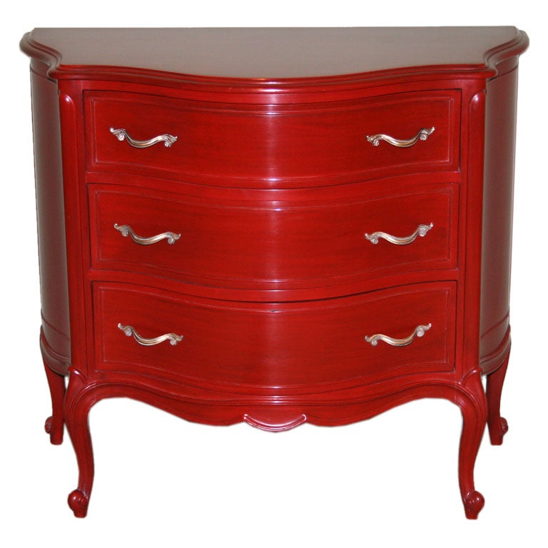 Small Red Painted Chest of Drawers at 1stDibs