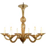 Champagne Colored 6-Armed Murano Chandelier