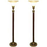 Pair of Torchieres with Glass Globes