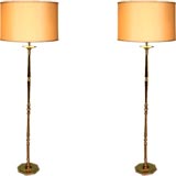 Pair of French 1940's Floorlamps with Octagonal Base