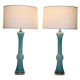 Pair of  Blue Murano Table Lamps