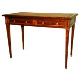 French Louis XVI Style Mahogany Desk With Original Leather