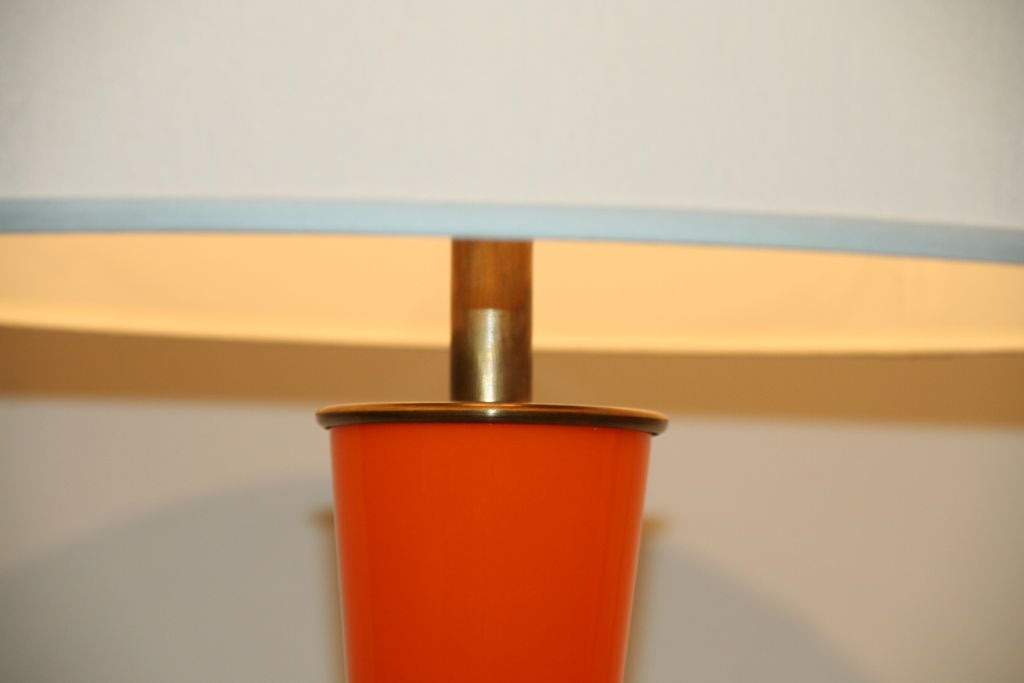 Pair of  Italian Orange Murano Cased  Glass Lamps 2