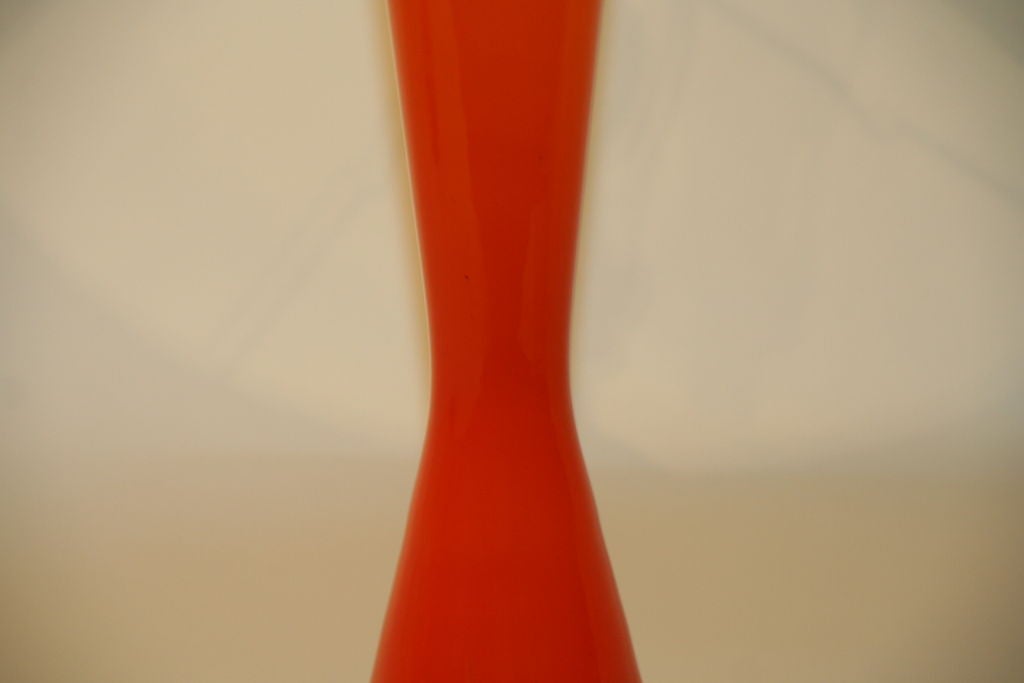 Pair of  Italian Orange Murano Cased  Glass Lamps 3