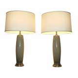 Handsome Pair  of Tall Cased Glass Lamps