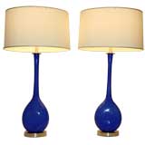 Pair of Colbalt  Blue Murano Lamps