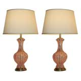 Pair of  Pink Murano Lamps