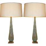 Elegant Pair of Blue and Gold Murano lamps