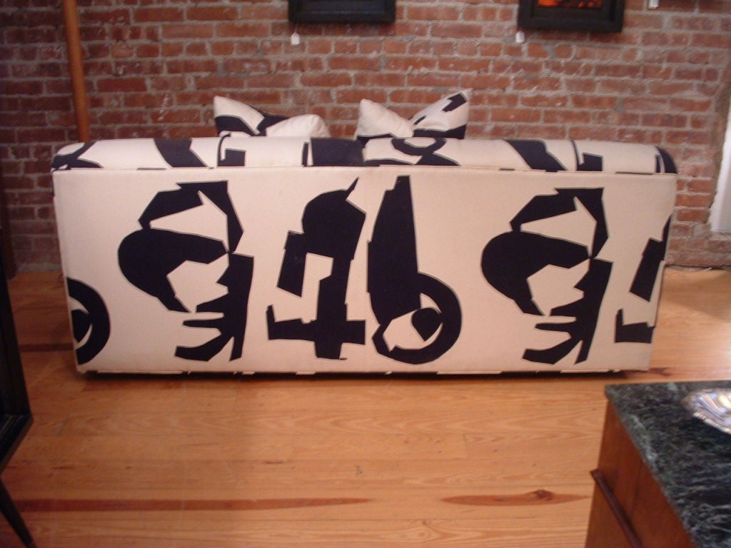 Chic / Modern Armless Sofa in abstract Black & While fabric