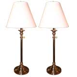 A Pair of  estate  fine polished extending vanity lamps