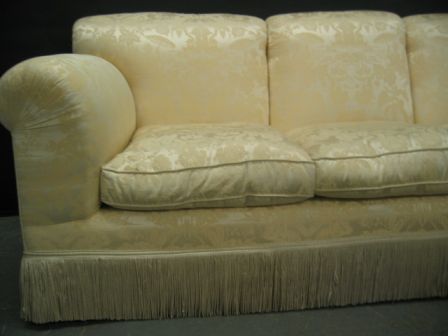American Elegant and plush sofa in white Silk Damask