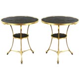 Pair of Empire-Style Gilt-Bronze and Marble-Top Guéridons.
