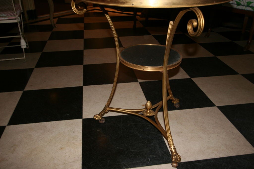 French Pair of Empire-Style Gilt-Bronze and Marble-Top Guéridons.