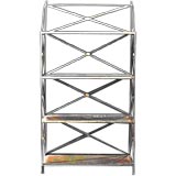 Antique Industrial-Design Galvanized Metal Shelf Directoire.