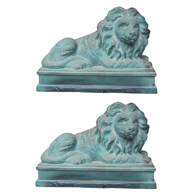 French Pair of Lion Figures For Sale