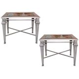A Pair of Gray Aluminum End Tables