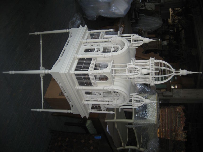 Large English White-Painted Wire and Wood Domed and Turreted 