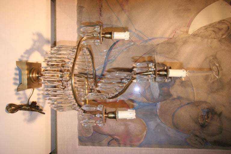 A Pair of Cut-Glass Four-Light Candelabras.