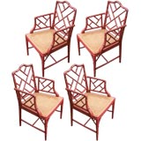 A Set of 4 Bamboo Armchairs.