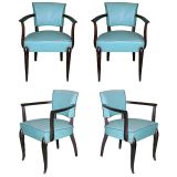 Set of four Turquoise Bridge Chairs