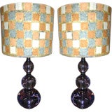 Pair of Lavender glass stack balls lamps