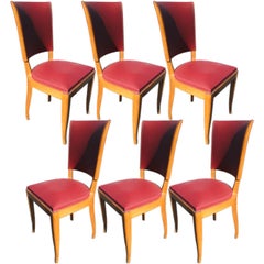 Vintage Set of 6 1940's French Dining chairs