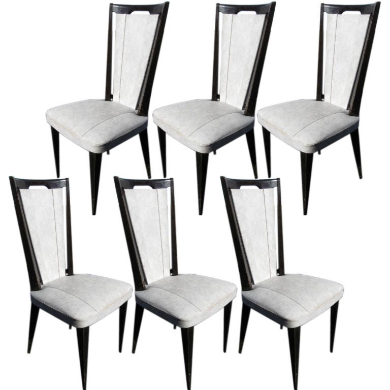 Set of 6 vintage French Dining Chairs For Sale at 1stdibs