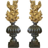 Antique Pair of flame top demi urn form candle stands