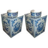 Pair of rare square shape Ginger jars