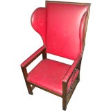 Antique English High back leather wing chair
