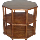 Octagonal Three Level Wood Lamp Table