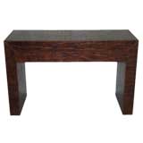 Faux Brown Crocodile Christie Leather Console Table