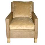 Wicker Club Chair with Cream Upholstered Cushions Wicker Club Chair with Cream Upholstered Cushions