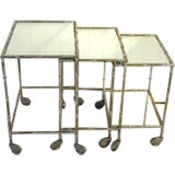 Vintage Gilded Silver Faux Bamboo Nesting Tables