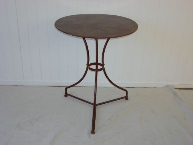 Round Burnished Red Metal Bistro Table