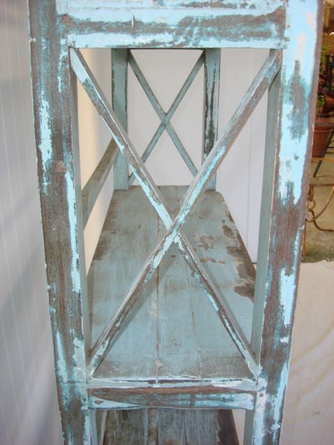 Rustic Blue Painted 4 Shelf Bookcase