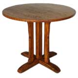 Round Oak Tavern Table with Five Column Base