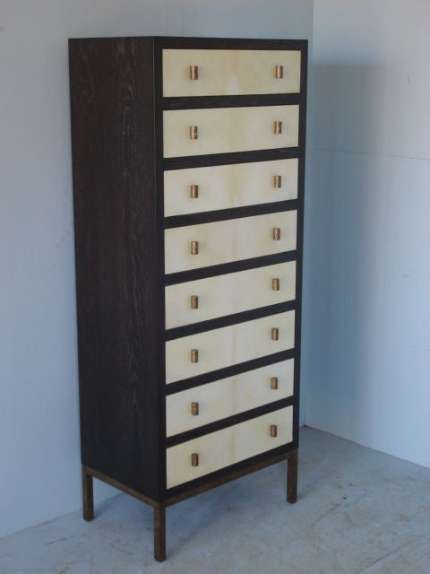 Contemporary Patricia Vellum and Wood Lingerie Chest